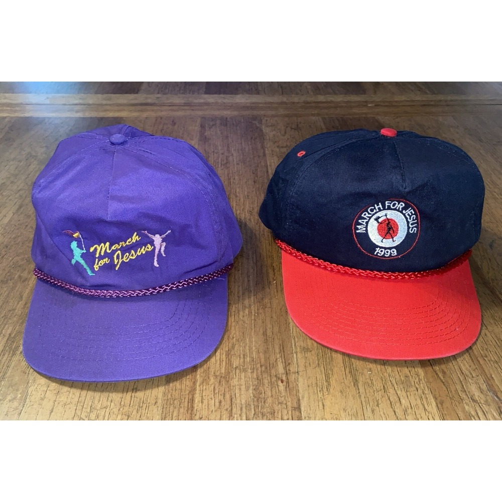 2 Vintage "March For Jesus" Hats 1999 90s One Size